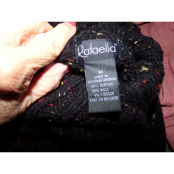 Vintage 80s splatter color fringed hem and sleeves sweater M - Picture 5 of 5